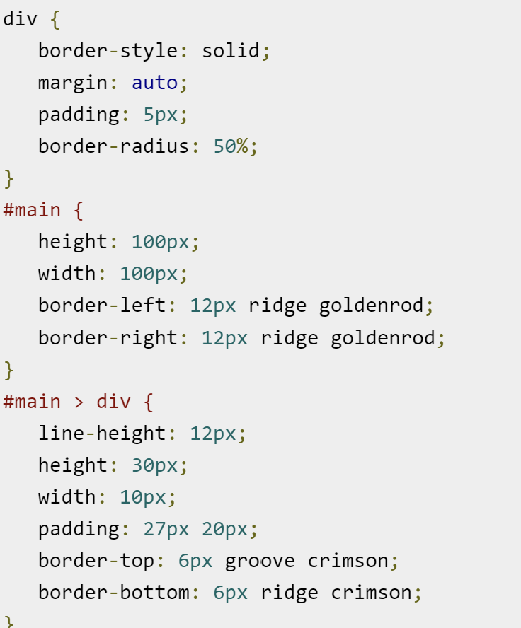 Example of border properties